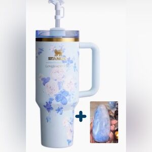 Loveshackfancy x Stanley 40oz quencher cup baby blue model with blue calcite